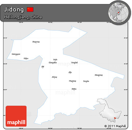 Silver Style Simple Map of Jidong, single color outside