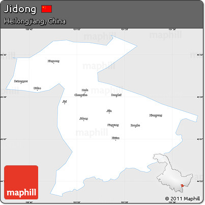 Silver Style Simple Map of Jidong, single color outside