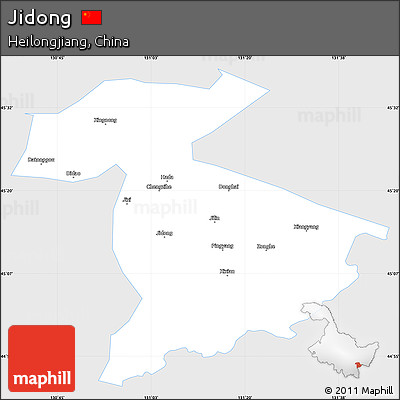 Silver Style Simple Map of Jidong, single color outside
