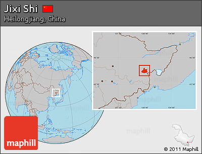 Gray Location Map of Jixi Shi