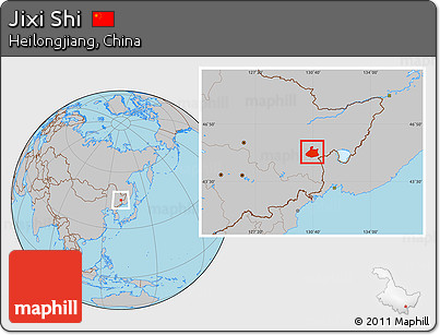 Gray Location Map of Jixi Shi