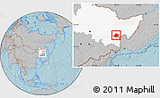Gray Location Map of Jixi Shi, highlighted parent region, hill shading