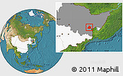 Satellite Location Map of Jixi Shi, highlighted country, highlighted parent region