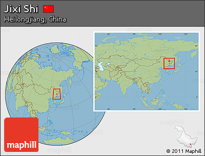 Savanna Style Location Map of Jixi Shi, within the entire country