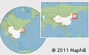 Savanna Style Location Map of Jixi Shi, highlighted country, within the entire country