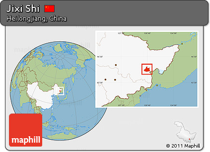 Savanna Style Location Map of Jixi Shi, highlighted country