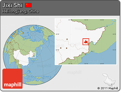 Savanna Style Location Map of Jixi Shi, highlighted country