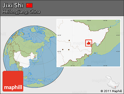 Savanna Style Location Map of Jixi Shi, highlighted country