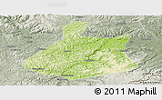 Physical Panoramic Map of Jixi Shi, semi-desaturated