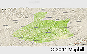 Physical Panoramic Map of Jixi Shi, shaded relief outside
