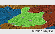 Political Panoramic Map of Jixi Shi, darken