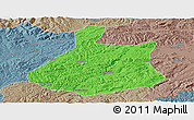 Political Panoramic Map of Jixi Shi, semi-desaturated