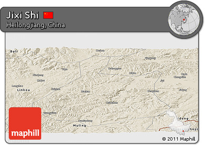 Shaded Relief Panoramic Map of Jixi Shi