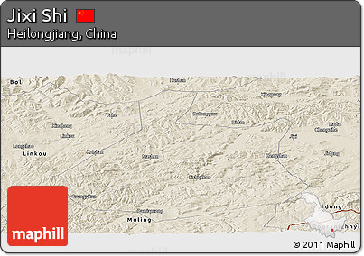 Shaded Relief Panoramic Map of Jixi Shi