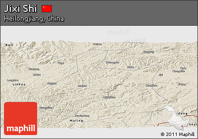 Shaded Relief Panoramic Map of Jixi Shi