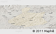 Shaded Relief Panoramic Map of Jixi Shi, semi-desaturated