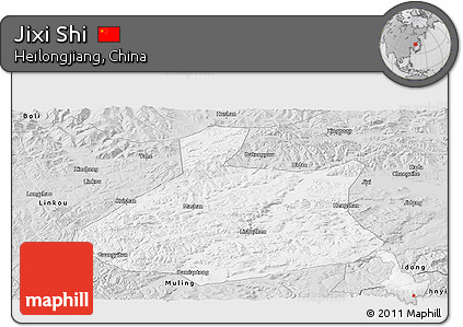Silver Style Panoramic Map of Jixi Shi