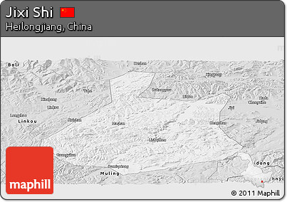 Silver Style Panoramic Map of Jixi Shi