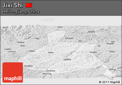 Silver Style Panoramic Map of Jixi Shi