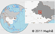 Gray Location Map of Lanxi, highlighted country, highlighted parent region