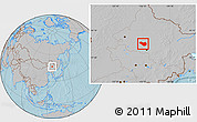 Gray Location Map of Lanxi, hill shading