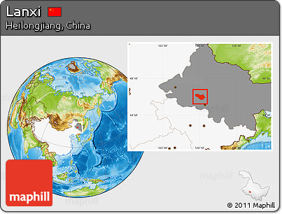 Physical Location Map of Lanxi, highlighted country, highlighted parent region