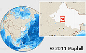Shaded Relief Location Map of Lanxi, highlighted parent region