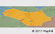 Political Panoramic Map of Lanxi, semi-desaturated