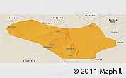 Political Panoramic Map of Lanxi, shaded relief outside
