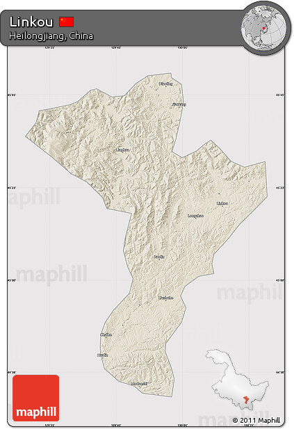 Shaded Relief Map of Linkou, cropped outside