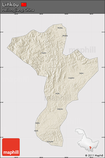 Shaded Relief Map of Linkou, cropped outside