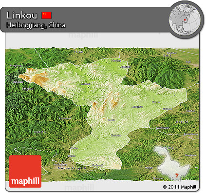 Physical Panoramic Map of Linkou, satellite outside