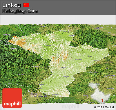 Physical Panoramic Map of Linkou, satellite outside