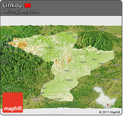 Physical Panoramic Map of Linkou, satellite outside