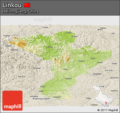 Physical Panoramic Map of Linkou, shaded relief outside