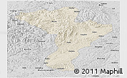 Shaded Relief Panoramic Map of Linkou, desaturated