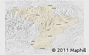 Shaded Relief Panoramic Map of Linkou, lighten, desaturated