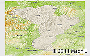 Shaded Relief Panoramic Map of Linkou, physical outside