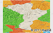 Shaded Relief Panoramic Map of Linkou, political outside