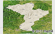 Shaded Relief Panoramic Map of Linkou, satellite outside