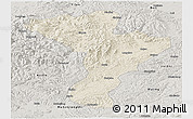 Shaded Relief Panoramic Map of Linkou, semi-desaturated