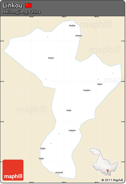 Classic Style Simple Map of Linkou, single color outside