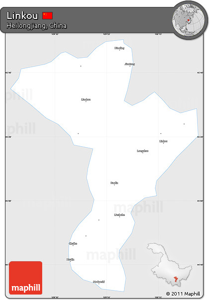 Silver Style Simple Map of Linkou, single color outside