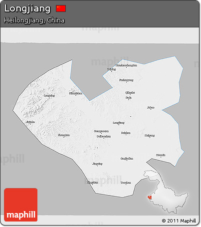 Gray 3D Map of Longjiang, single color outside