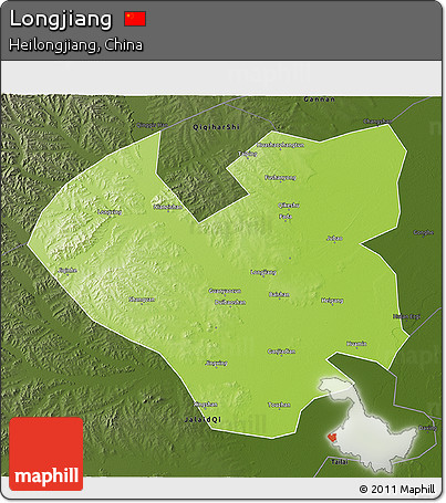 Physical 3D Map of Longjiang, darken