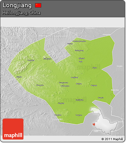 Physical 3D Map of Longjiang, lighten, desaturated