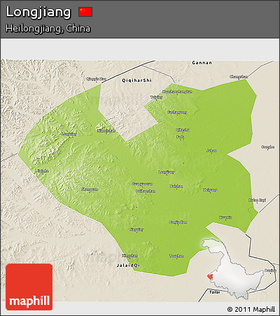 Physical 3D Map of Longjiang, shaded relief outside