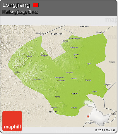 Physical 3D Map of Longjiang, shaded relief outside