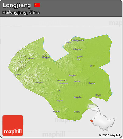 Physical 3D Map of Longjiang, single color outside