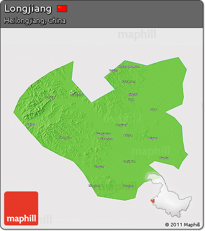 Political 3D Map of Longjiang, single color outside